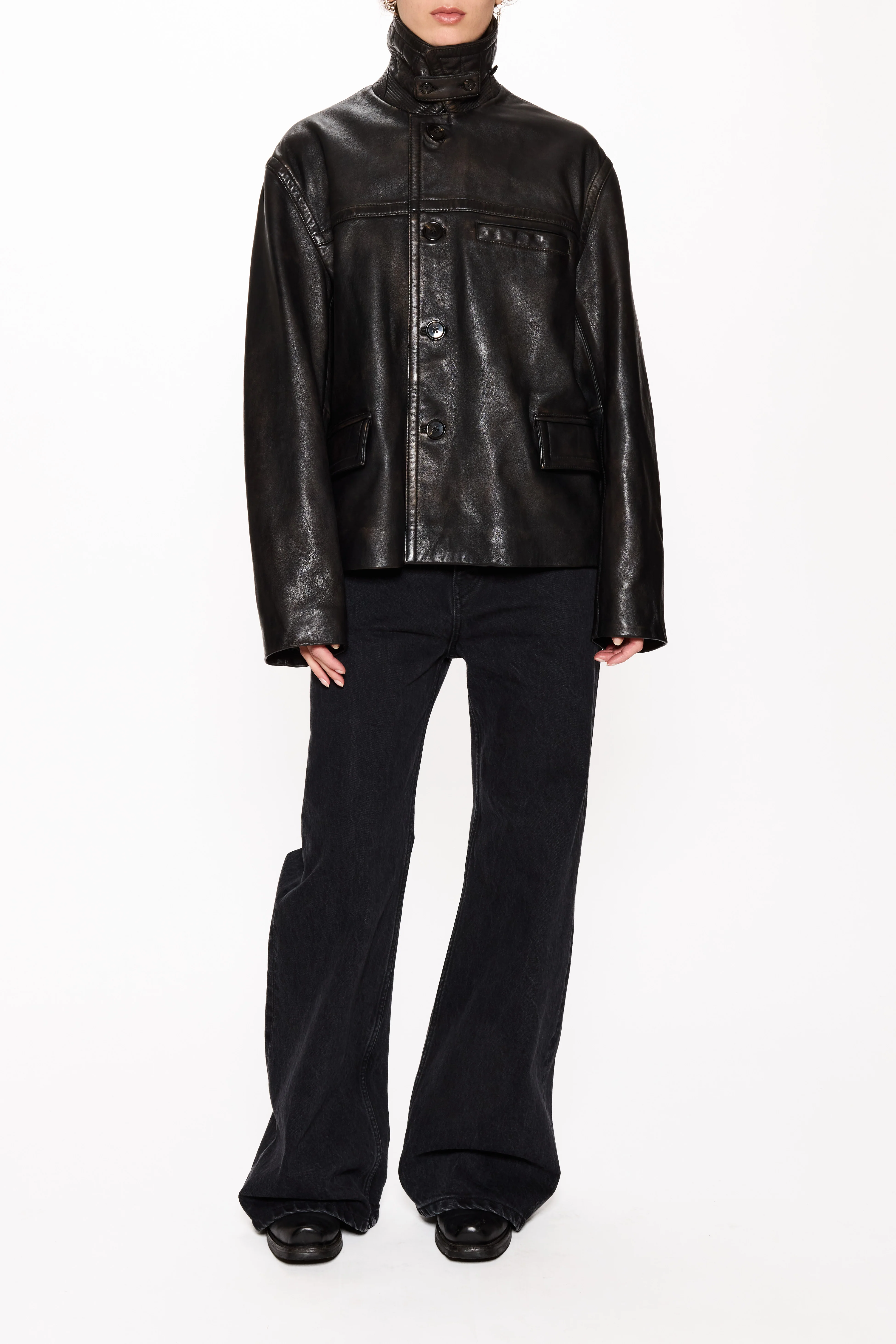 Boxy Leather Jacket - Image 4