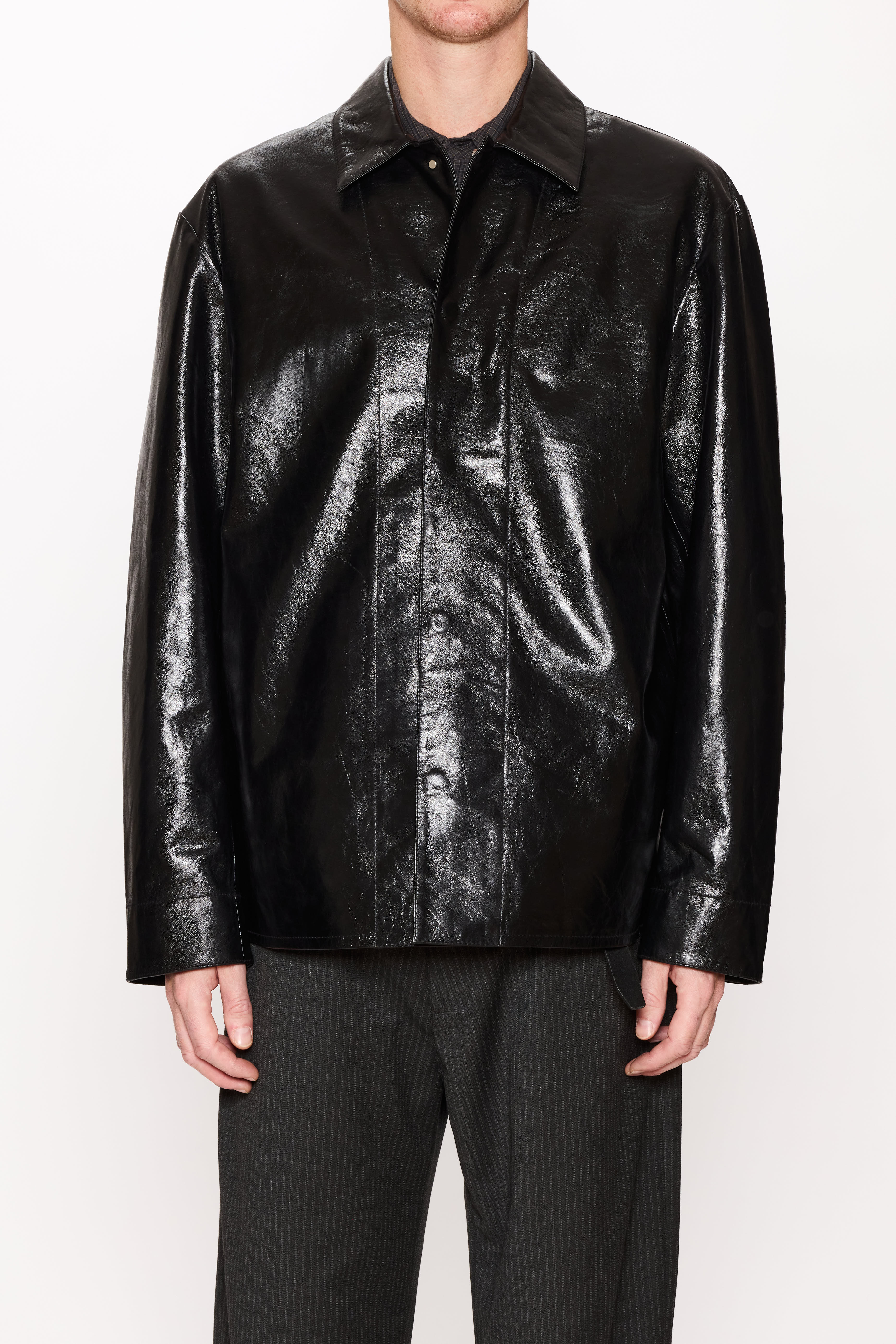 Relaxed Leather Overshirt - Image 3