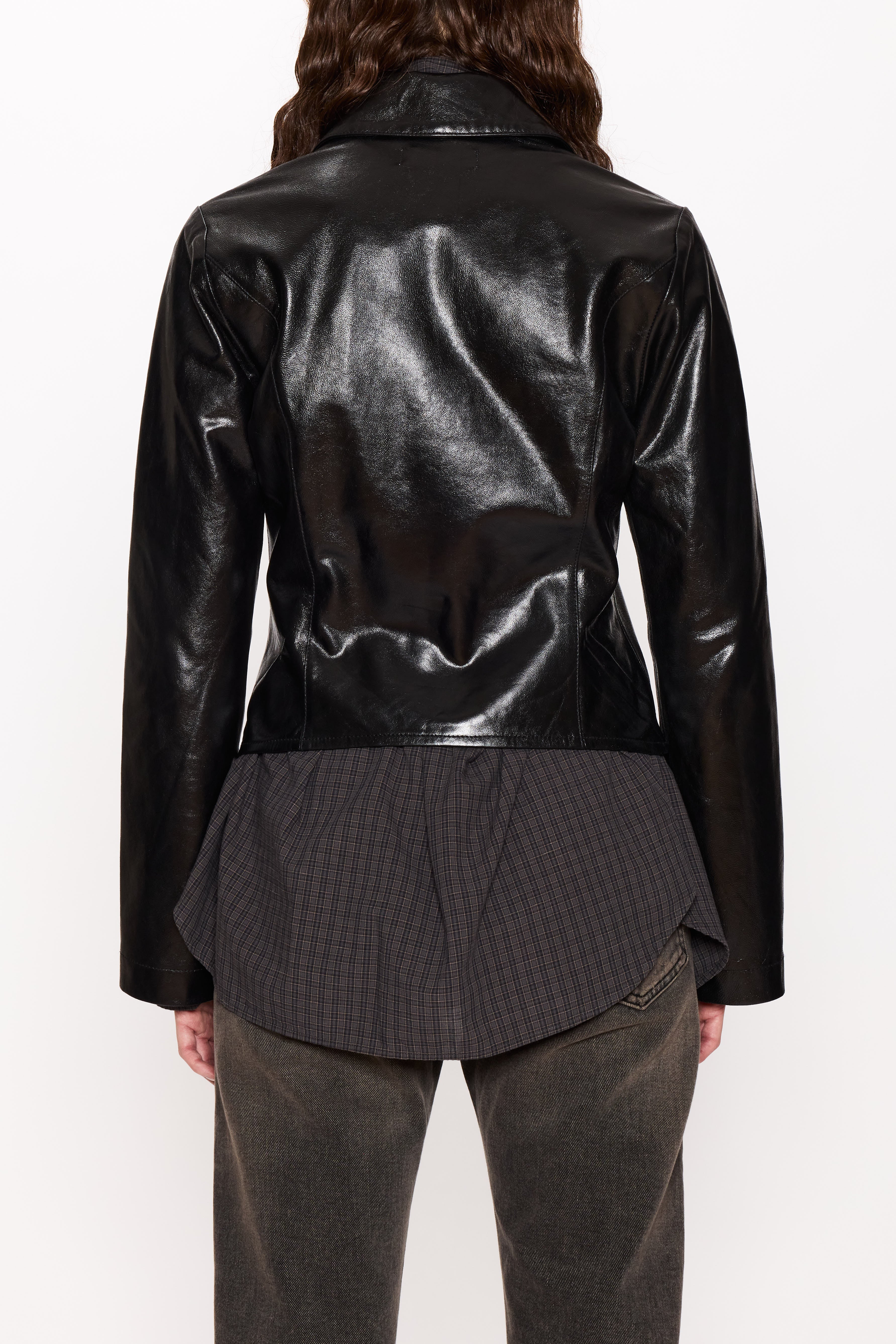 Slim Zip-Up Leather Shirt - Image 3
